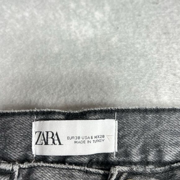 Zara Denim Jeans Womens 6 Gray High Rise Full Length Wide Leg 100% Cotton Blend - Picture 10 of 11